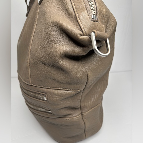 ALLIBELLE TAN LEATHER ROOMY DOUBLE HANDLE SPACIOUS CARRY ALL BAG PURSE - Picture 6 of 13